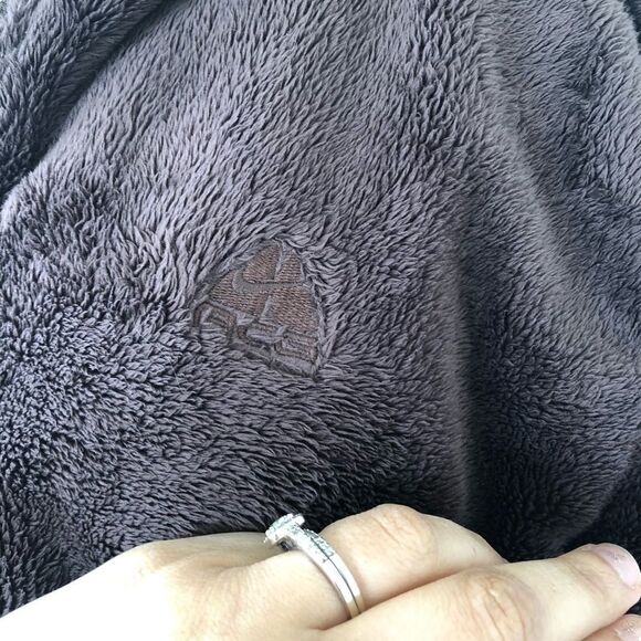 Nike ACG 1/2 Zip Fleece Jacket Brown Warm Hooded Women Size Large Pullover - Picture 9 of 14